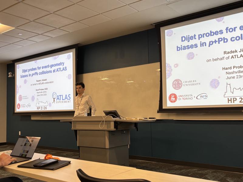 Radek Jirasek presenting ATLAS dijet results at Hard Probes 2026